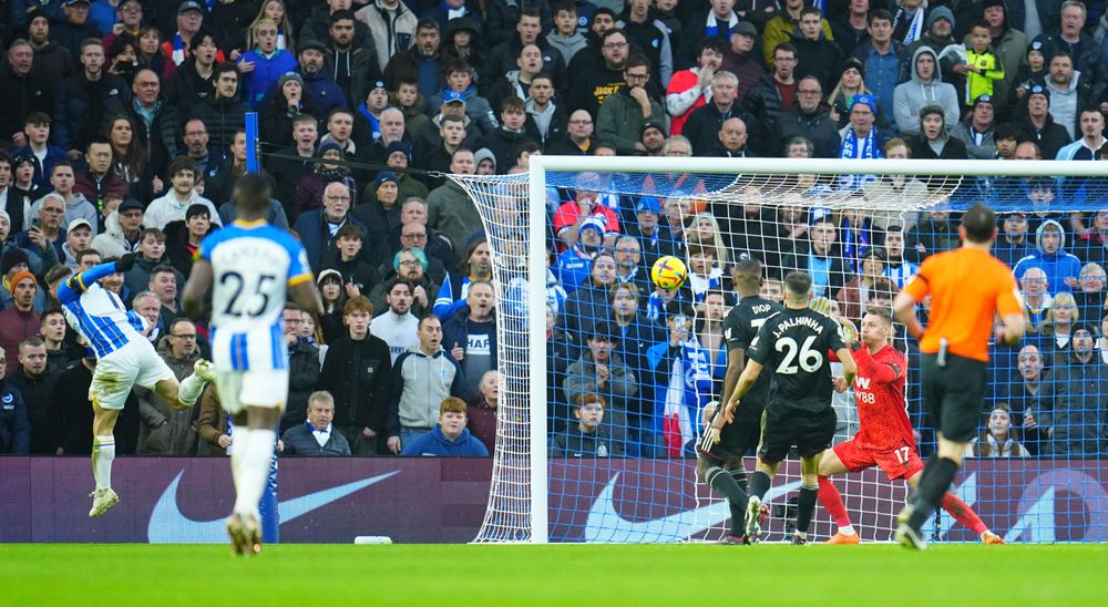 Bernd Leno saves a shot from Alex Mac Allister