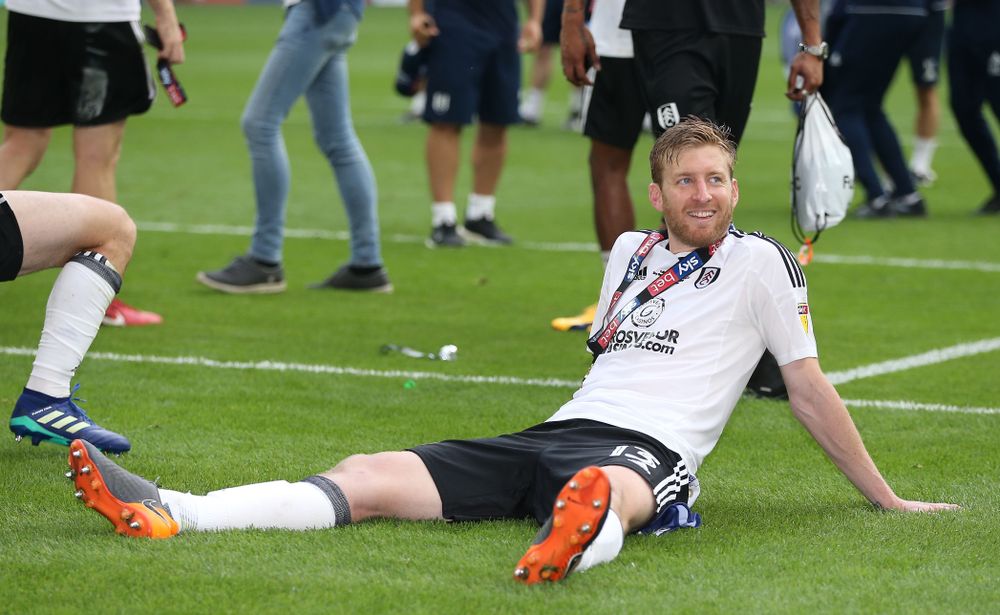 Tim Ream on the pitch at Wembley after Fulham's Play-Off Final victory over Aston Villa Tim Ream on the pitch at Wembley after Fulham's Play-Off Final victory over Aston Villa