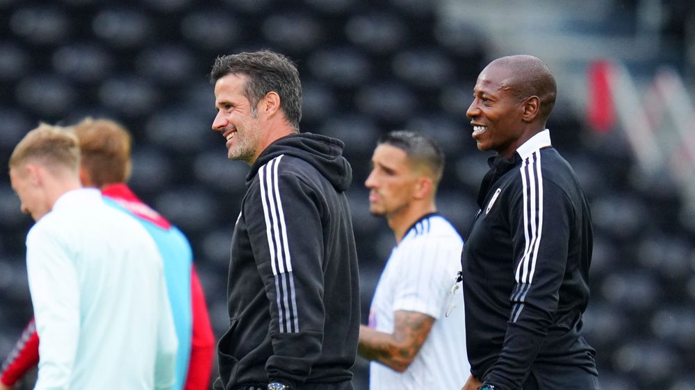Marco Silva and Luis Boa Morte at Craven Cottage