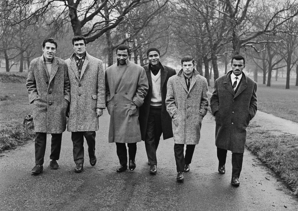 Antonio walks through a London park with some of his Benfica teammates ahead of a match against Tottenham Hotspur in 1962 Antonio walks through a London park with some of his Benfica teammates ahead of a match against Tottenham Hotspur in 1962