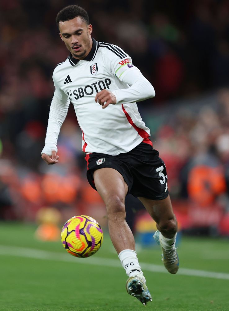 Antonee Robinson in action against Liverpool Antonee Robinson in action against Liverpool