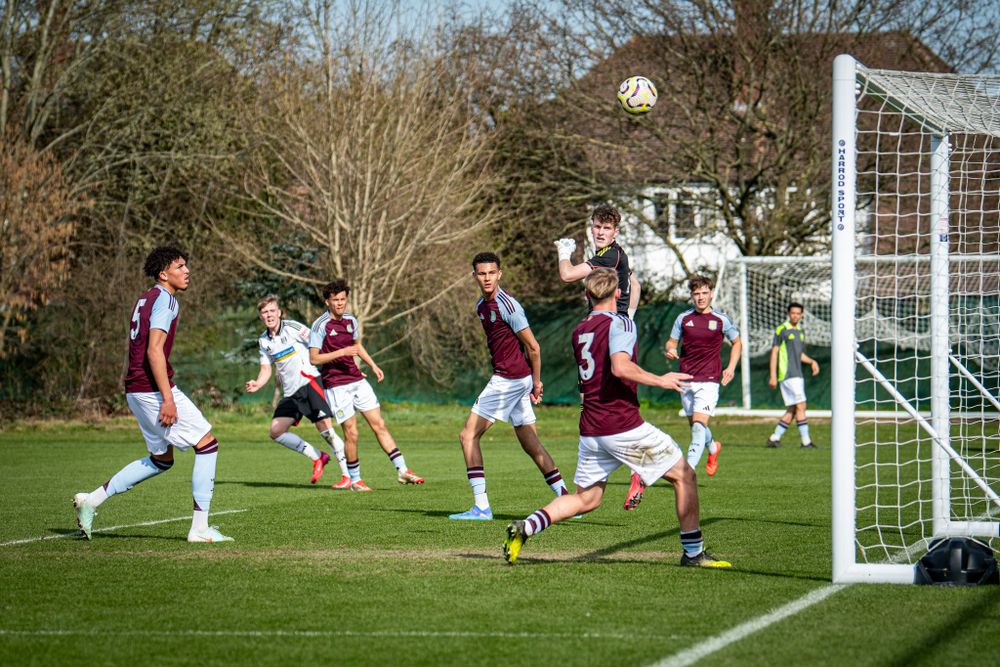 Brodie Dair takes a shot on goal against Aston Villa U18s Brodie Dair takes a shot on goal against Aston Villa U18s