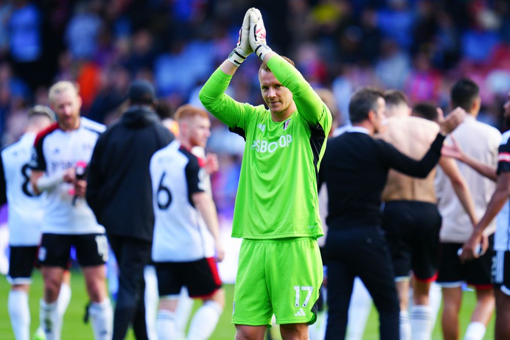 Bernd Leno applauds the Fulham fans at Crystal Palace Bernd Leno applauds the Fulham fans at Crystal Palace