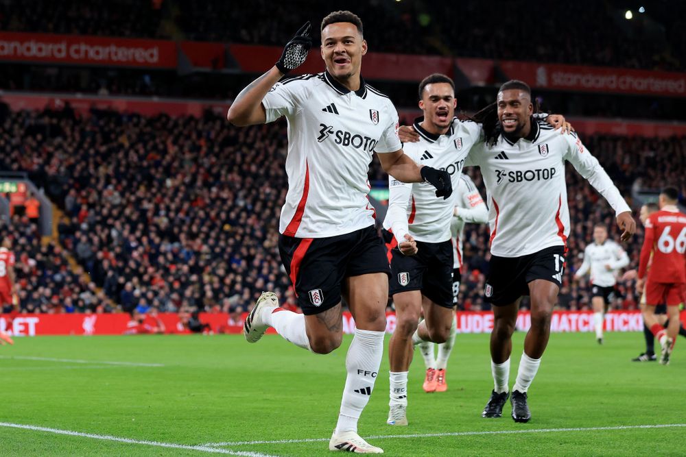 Rodrigo Muniz celebrates scoring against Liverpool