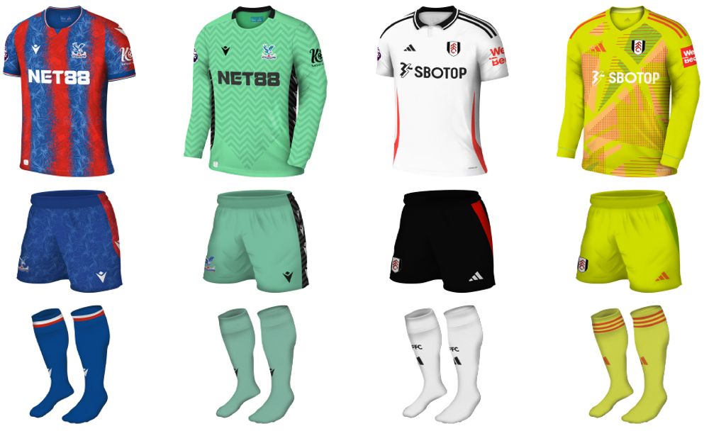 Crystal Palace v Fulham kits Crystal Palace v Fulham kits