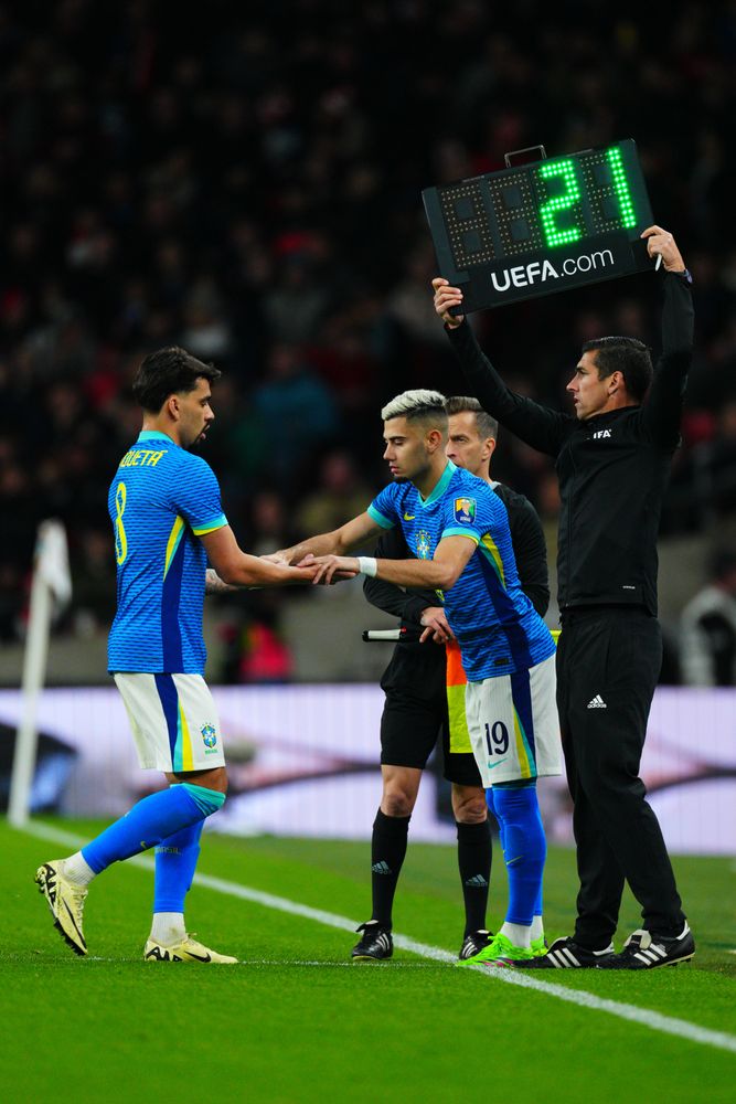 Andreas Pereira is subbed on at Wembley Andreas Pereira is subbed on at Wembley