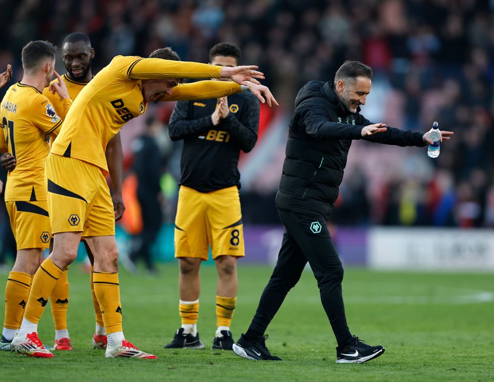 Wolves celebrate their win over Bournemouth Wolves celebrate their win over Bournemouth