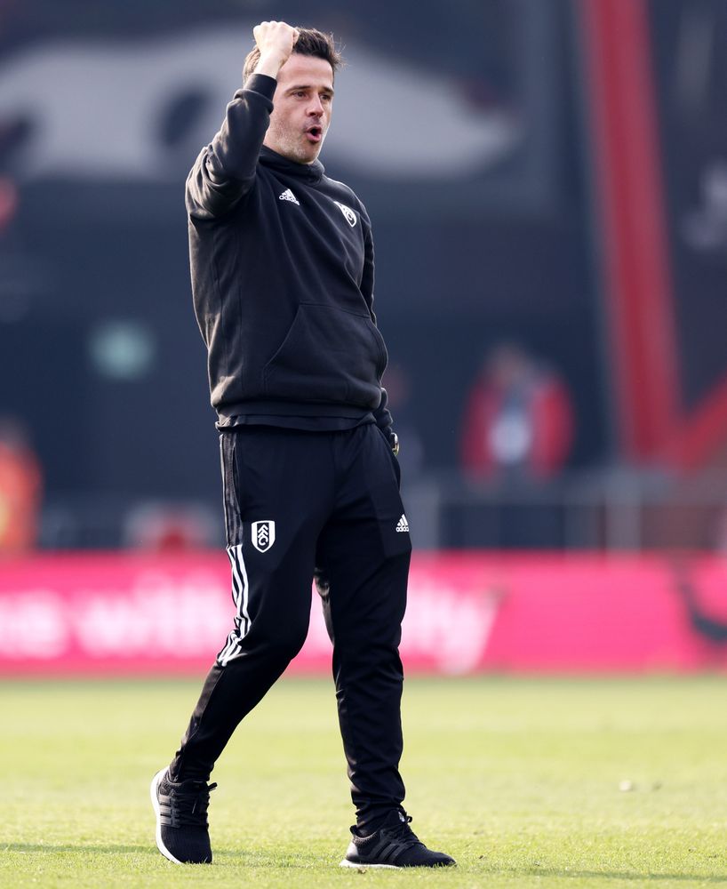 Marco Silva celebrates with the Fulham fans Marco Silva celebrates with the Fulham fans