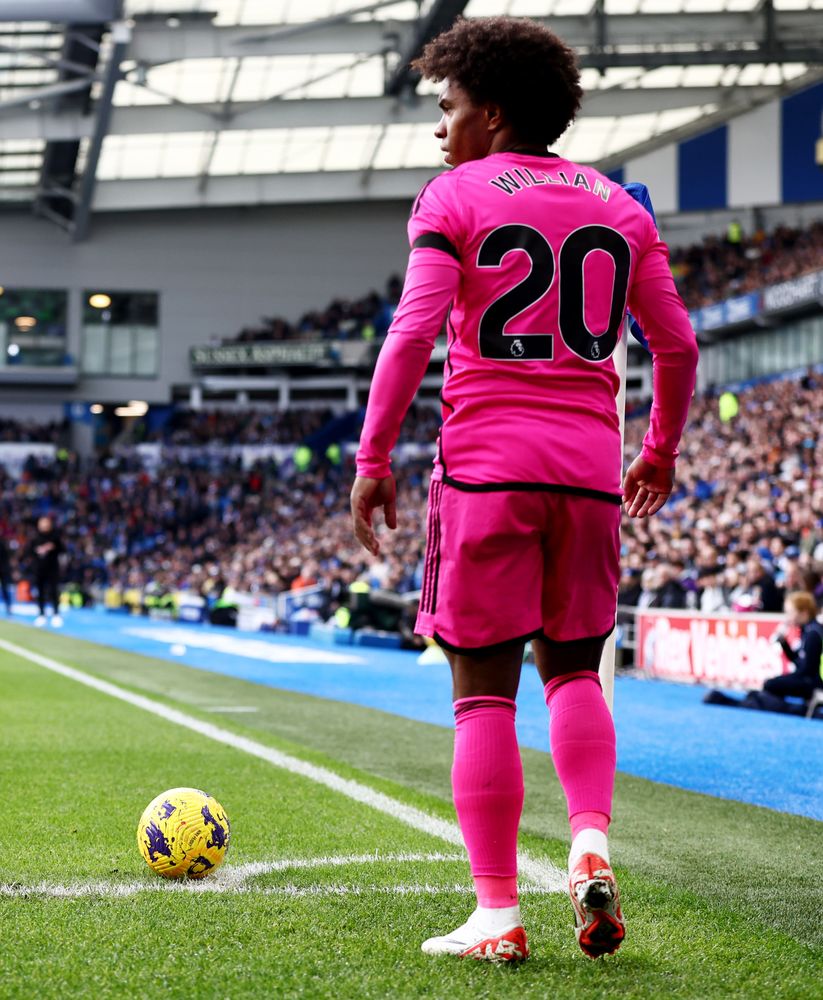 Willian stands over the ball before taking a corner Willian stands over the ball before taking a corner