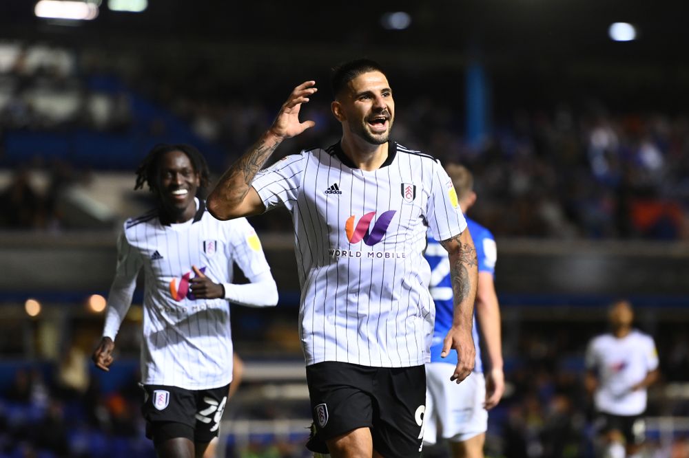 Mitrović pulls out his trademark celebration after his brace against Birmingham Mitrović pulls out his trademark celebration after his brace against Birmingham