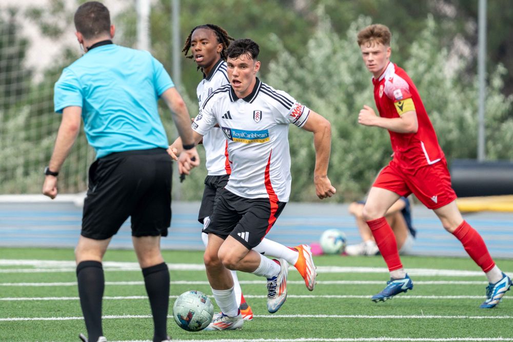 Chris Donnell is pictured on the ball for Fulham Under-21s