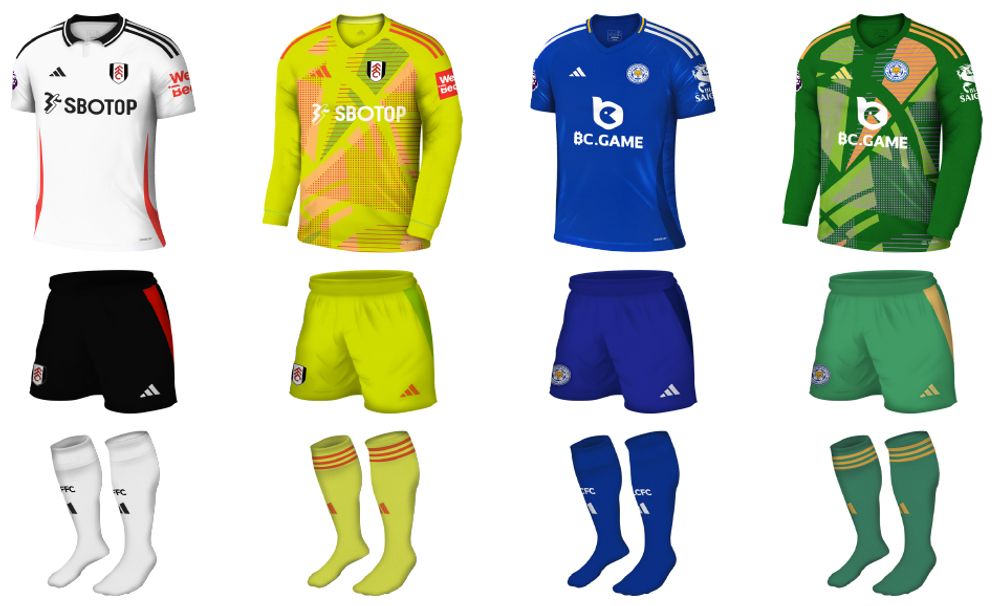 Fulham & Leicester kits