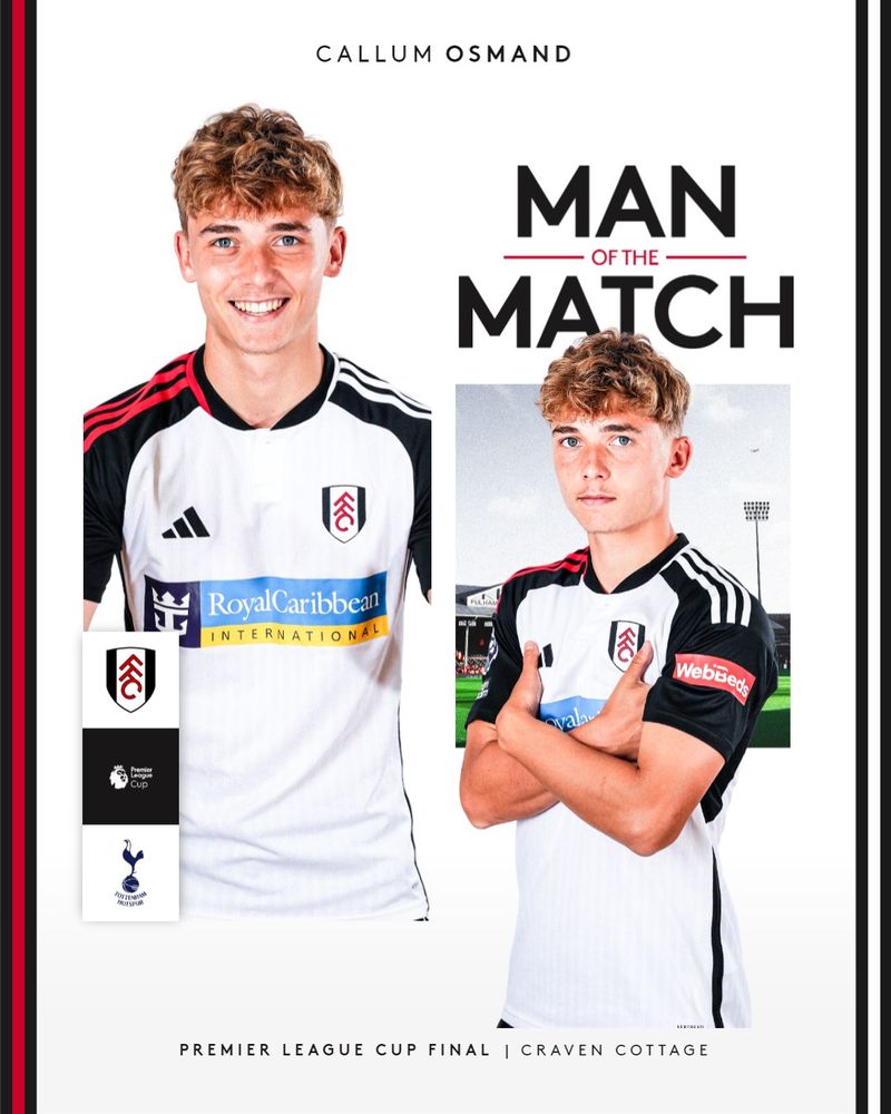 Callum Osmand was your Man of the Match in Fulham U21s' win over Tottenham Hotspur Callum Osmand was your Man of the Match in Fulham U21s' win over Tottenham Hotspur