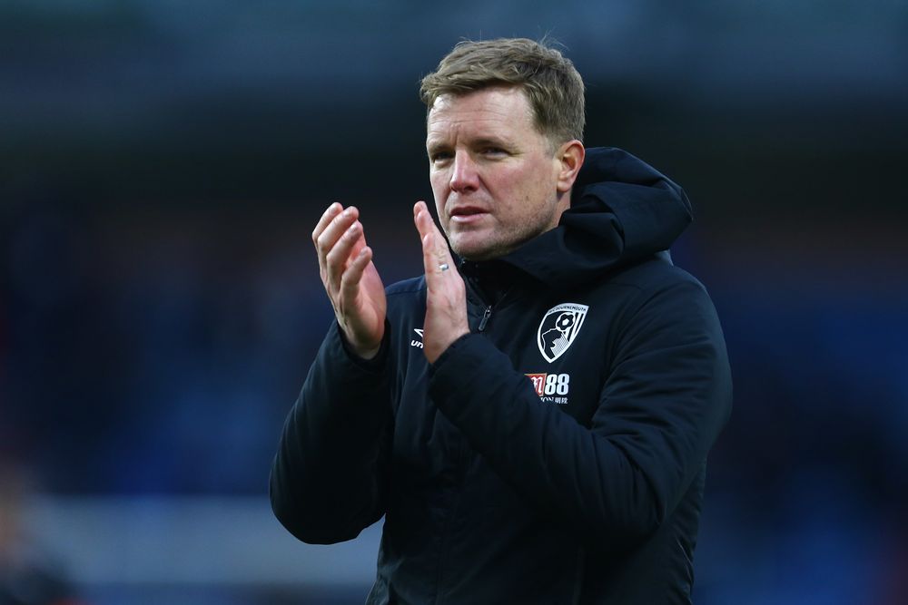 Eddie Howe applauds the Bournemouth supporters