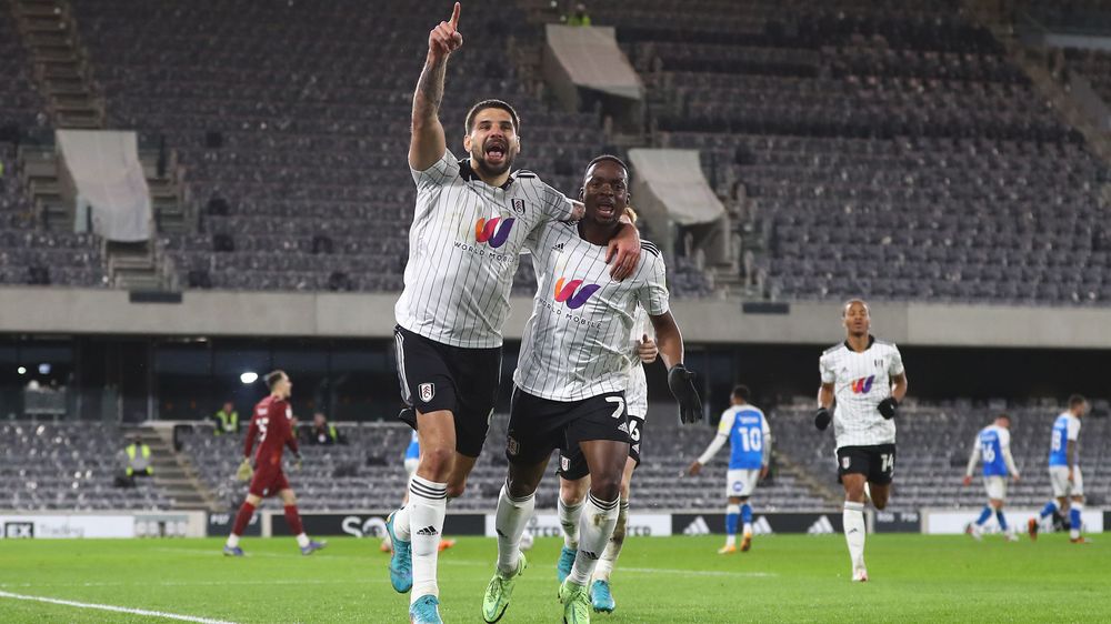 Aleksandar Mitrović celebrates with Neeskens Kebano Aleksandar Mitrović celebrates with Neeskens Kebano