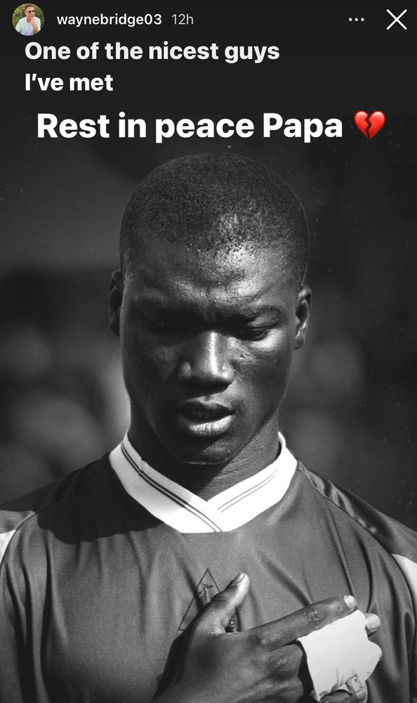 Wayne Bridge pays tribute to Papa Bouba Diop on Instagram Wayne Bridge pays tribute to Papa Bouba Diop on Instagram