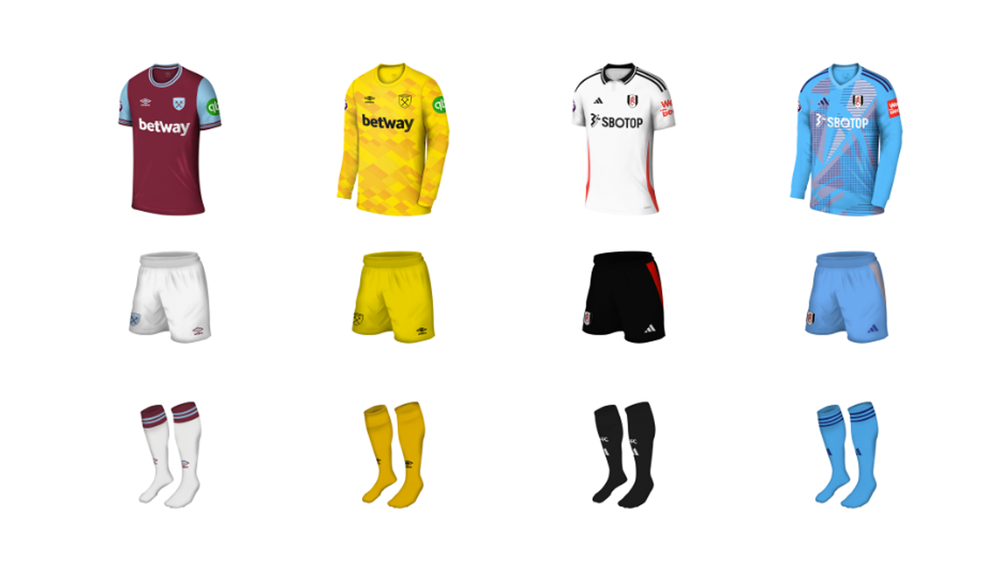 West Ham v Fulham kits West Ham v Fulham kits