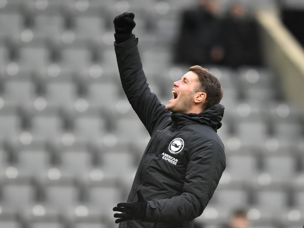 Fabian Hurzeler celebrates victory over Newcastle Fabian Hurzeler celebrates victory over Newcastle