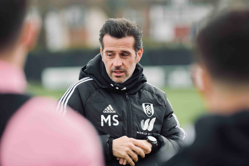 Marco Silva takes training at Motspur Park