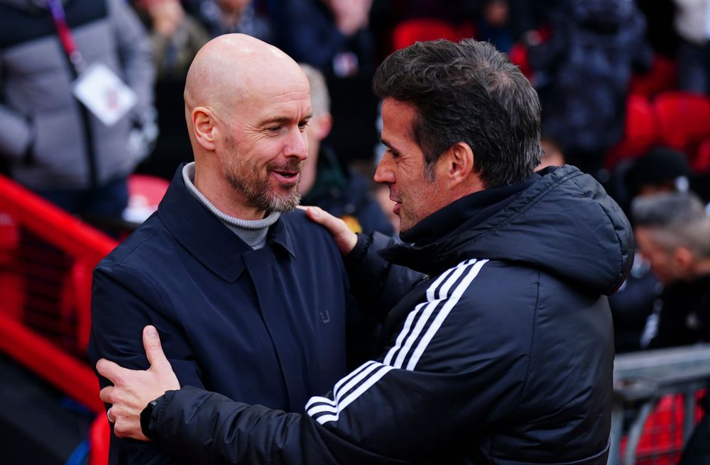 Erik ten Hag chats to Marco Silva