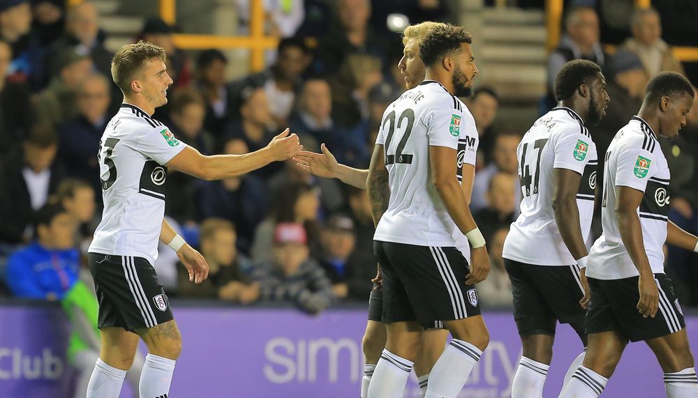 Joe Bryan celebrates scoring his first Fulham goal