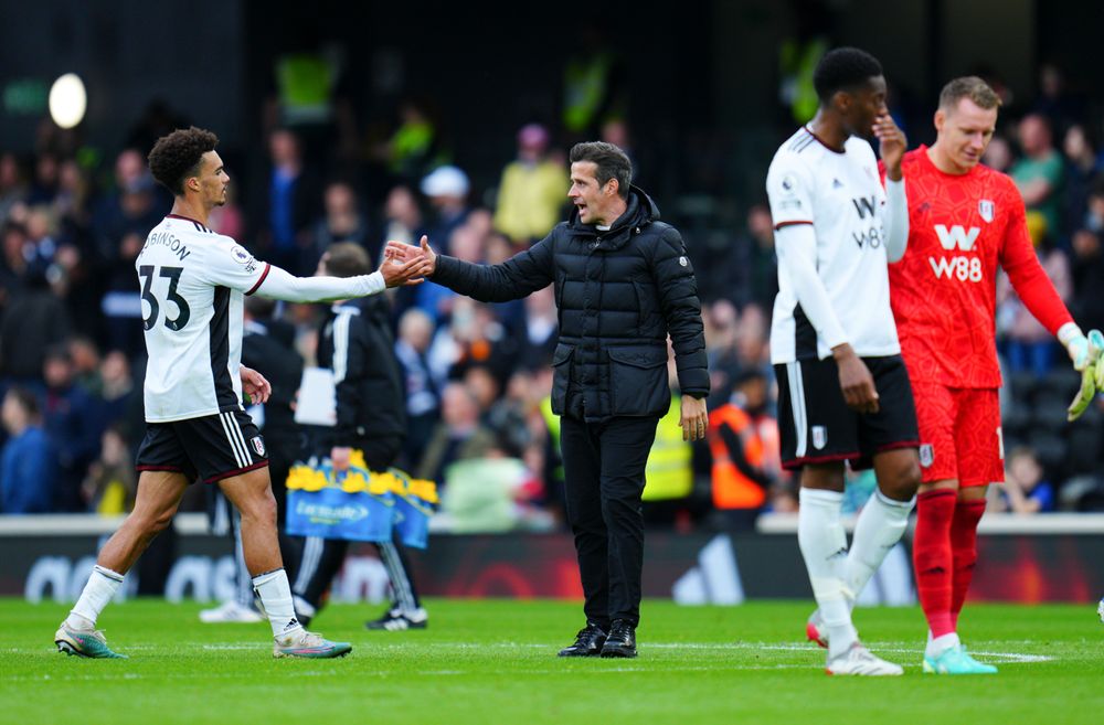 Marco Silva celebrates with Antonee Robinson