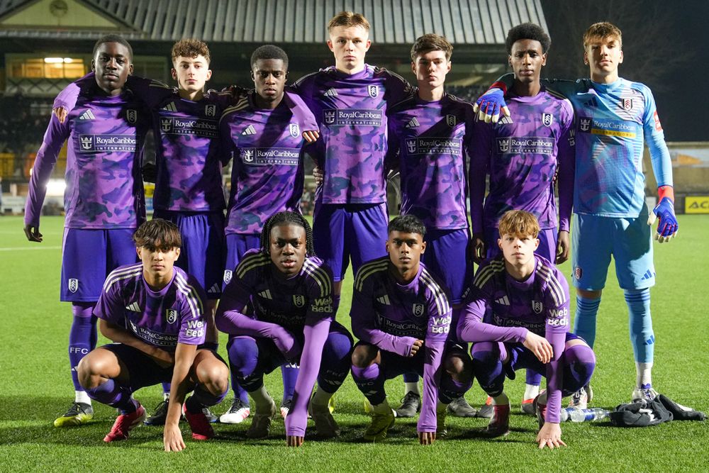 Fulham U18s pose for a team photo ahead of their game at Exeter City Fulham U18s pose for a team photo ahead of their game at Exeter City